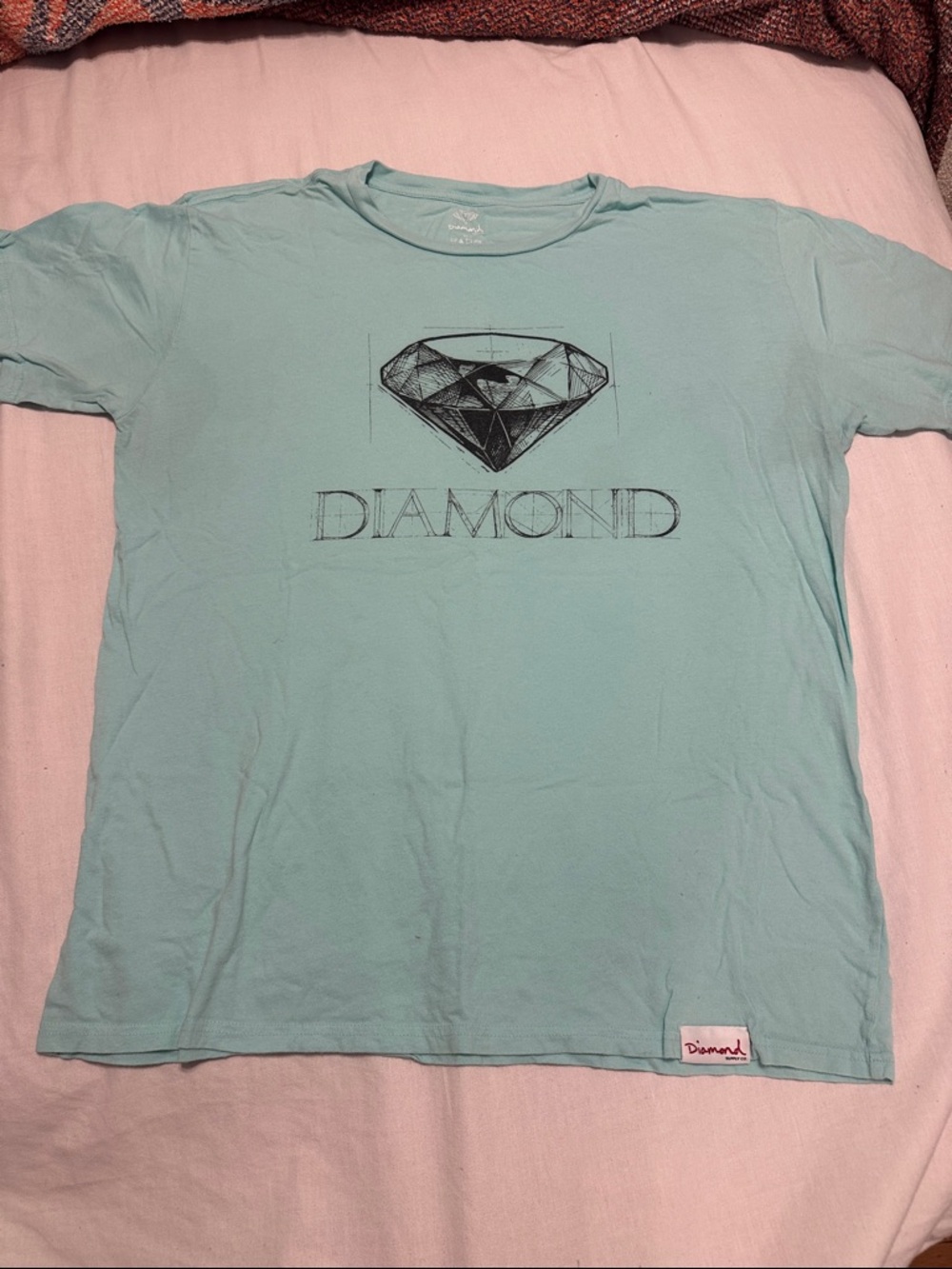 Diamond Supply Co. Aqua Crewneck Tee with Black Diamond Graphic